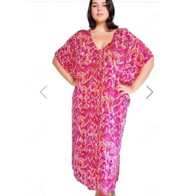 Bright Tropical Maya Rayon Cotton Kaftan 12-22