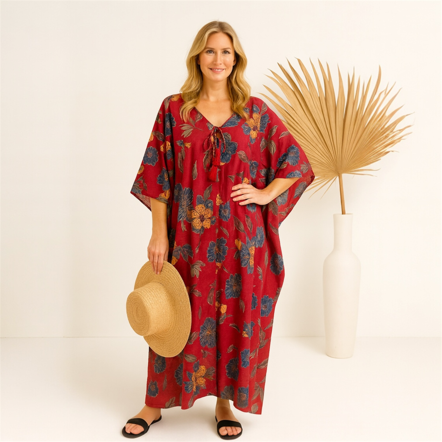 Maya Red Boho kaftan - Sizes Available AU 14-30