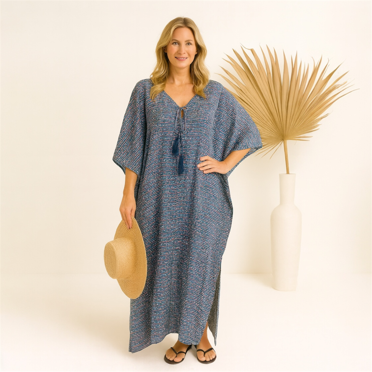 Maya Blue Casual Kaftan Dress -Sizes Available AU 12-30