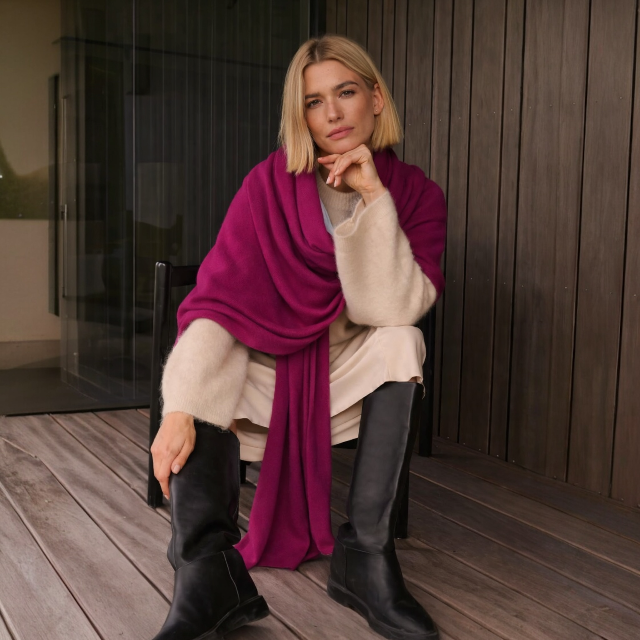100% Cashmere 2 ply Knitted Julian Oversized Wrap -Unisex -20 Colours available