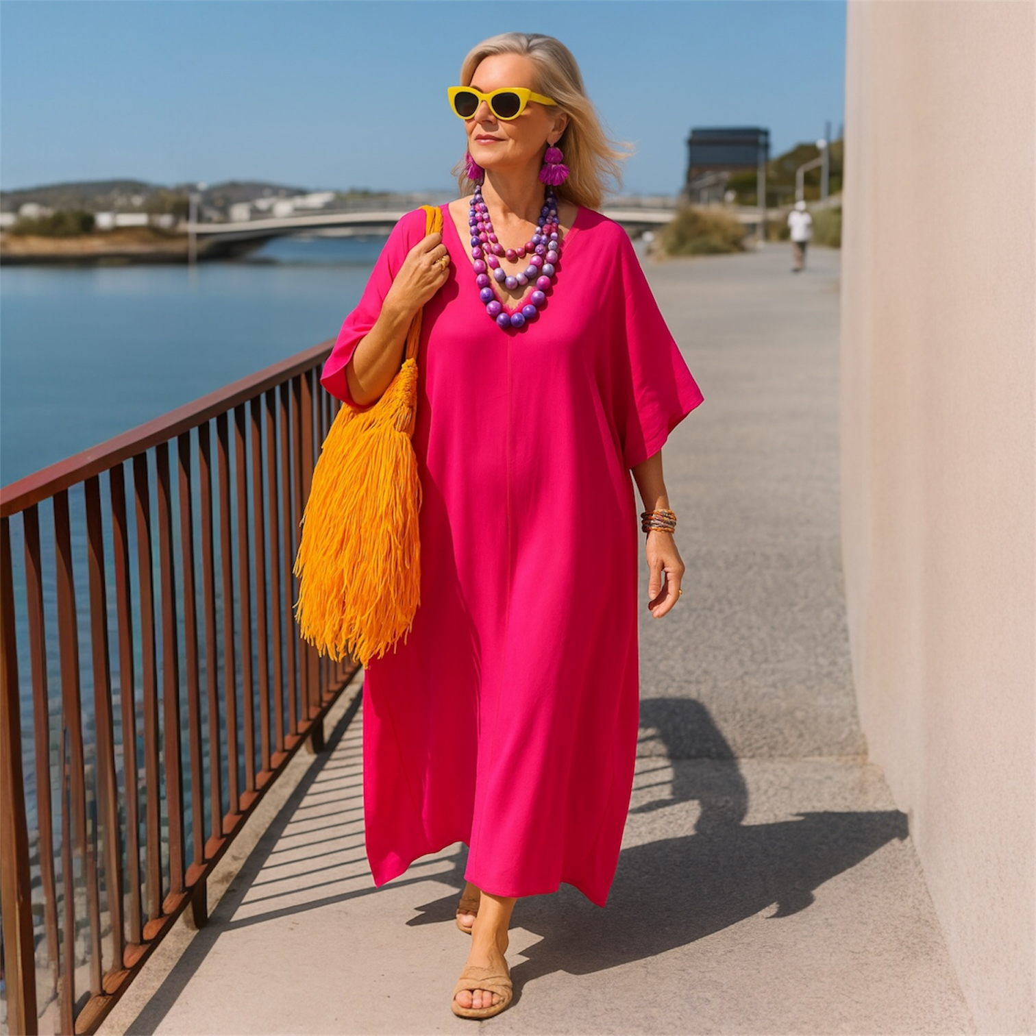 Fuchsia MAYA Breezy Cool Summer Kaftan Dress Sizes Available AU 12-30