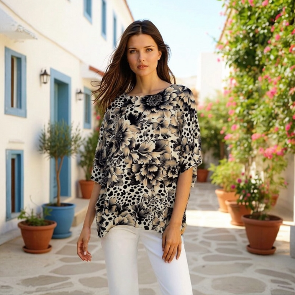 Black Maya Kyra Cotton oversized Tunic Top-O/S AU 12-22