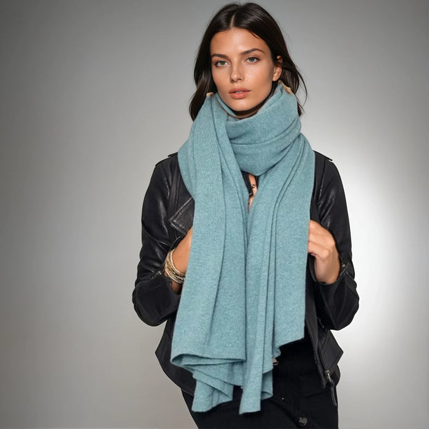 Blue 100% Cashmere soft knitted Julian Wrap/ Scarf