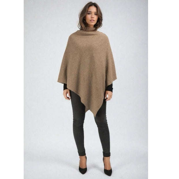 Women’s Pure Tan Cashmere Wool Julian Poncho