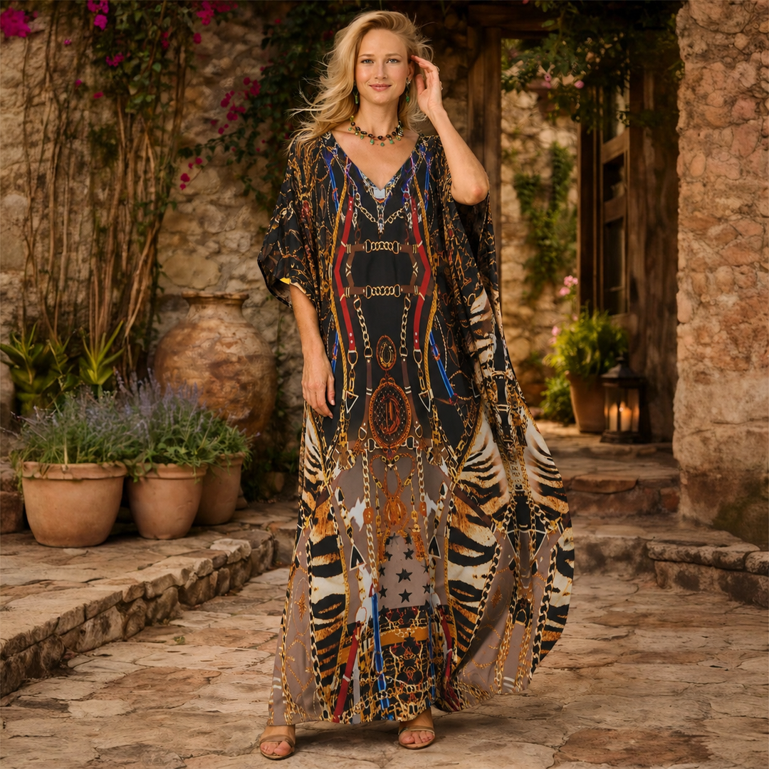 Maya Boho Black kaftan - Sizes Available AU 14-32