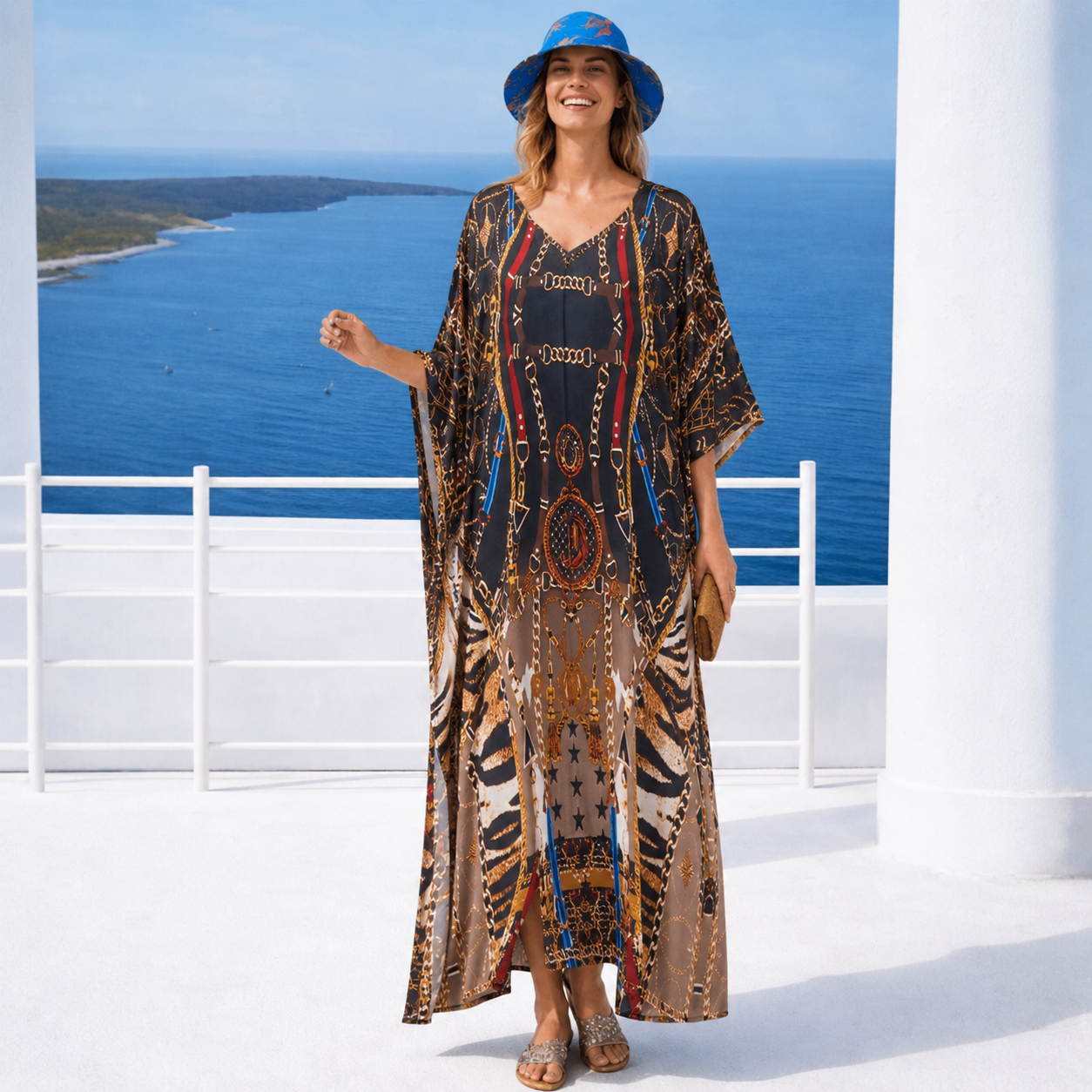 Maya Boho Black kaftan - Sizes Available AU 14-32