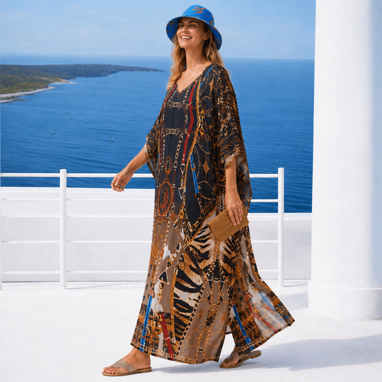 Maya Boho Black kaftan - Sizes Available AU 14-32