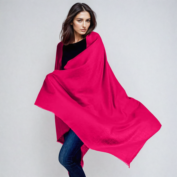 Fuchsia Julian Oversized handwoven pure cashmere scarf