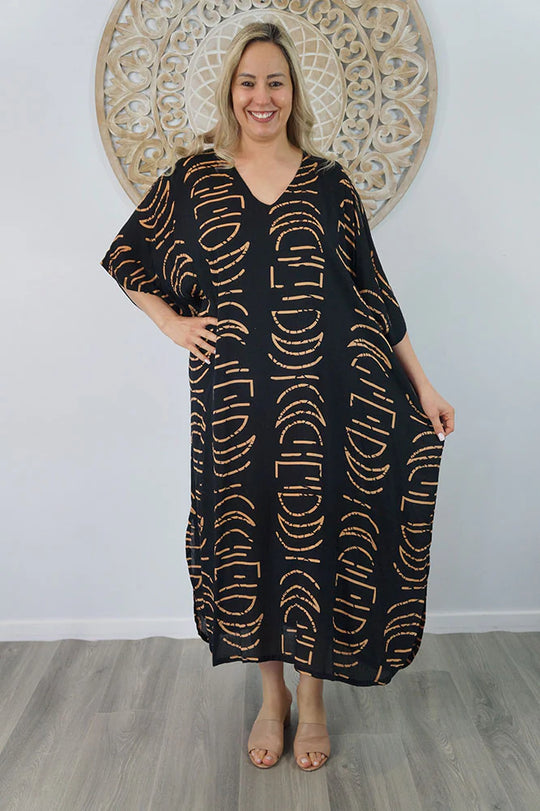 Maya Long Kaftan Black O/S AU 16-26