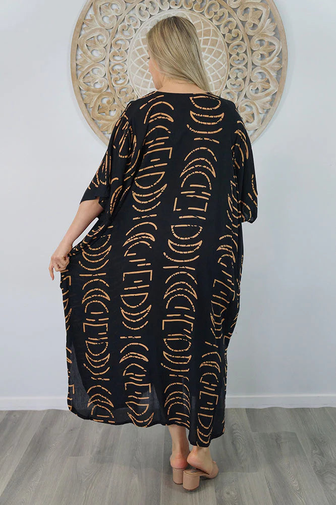 Maya Long Kaftan Black O/S AU 16-26