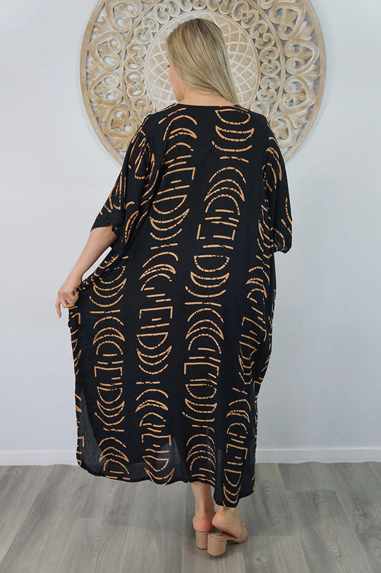 Maya Long Kaftan Black O/S AU 16-26