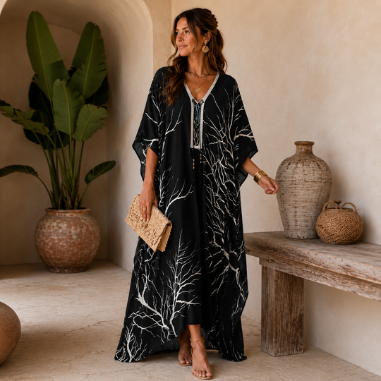 Luxe Black Silk Coco Bella kaftan 12-20