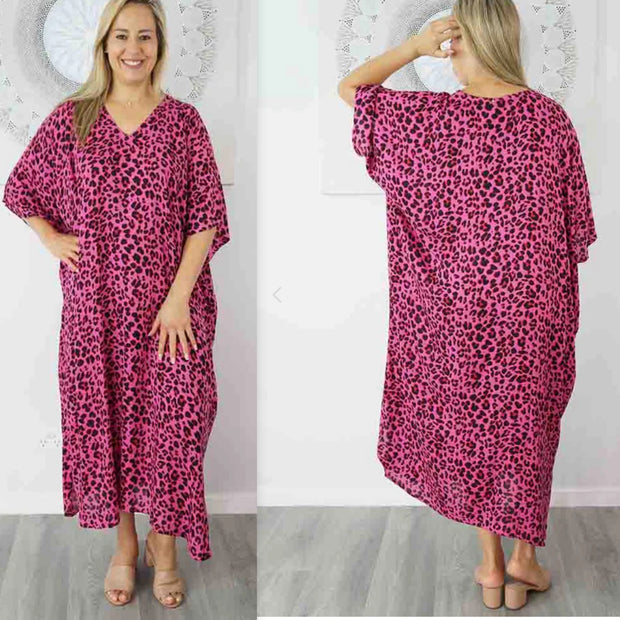 Maya Pink Tiger Rayon Kaftan 12-26