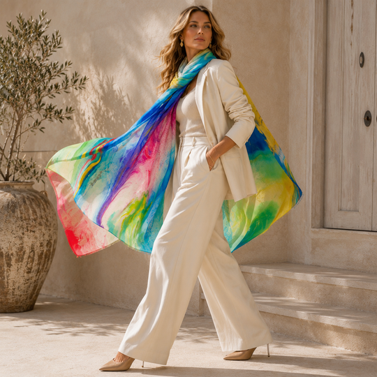 Wearable Art Cashmere Ultra fine Julian Scarf /Wrap-Gradient