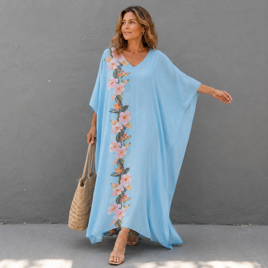 Maya Tropical Blue kaftan - Sizes Available AU 14-32