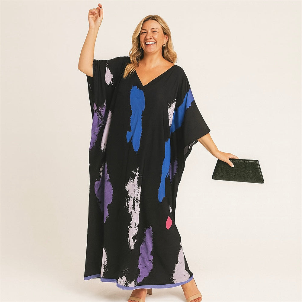 Maya Tropical Breezy Black kaftan - Sizes Available AU 14-32