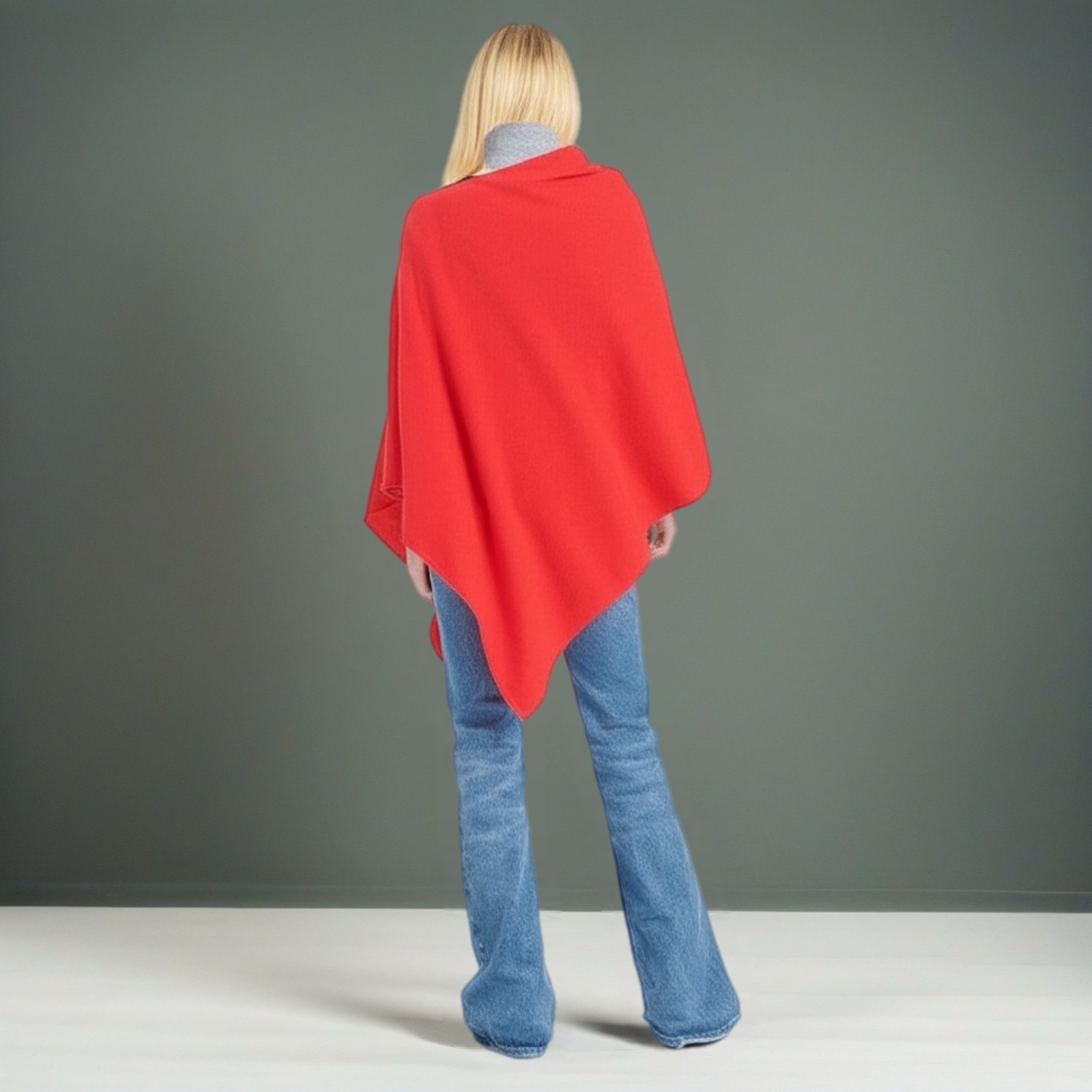 Women’s 100% Cashmere Oversized Red Julian Poncho