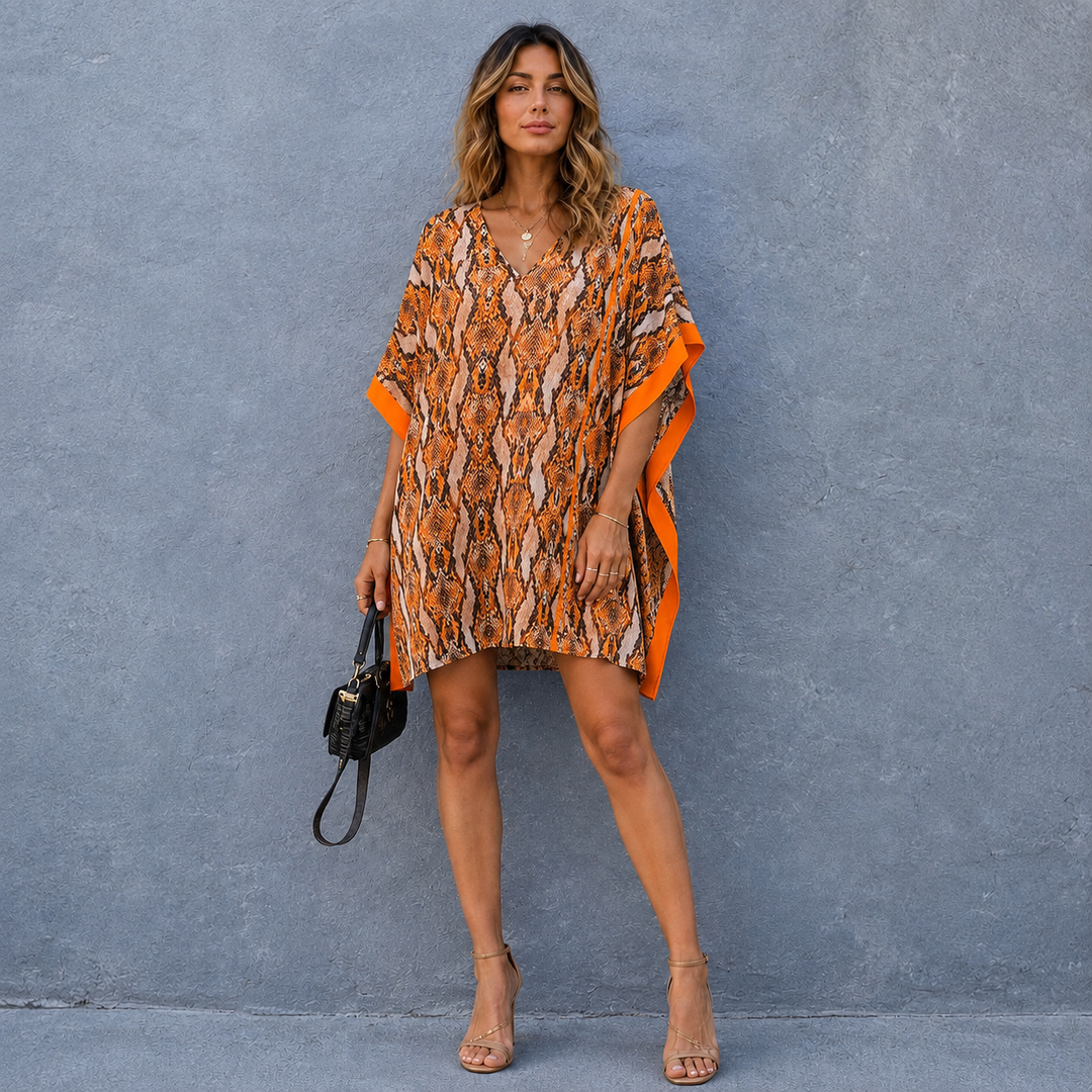 Maya Short Kaftan Top Tunic Sizes Available AU 14-30-Rust Amber