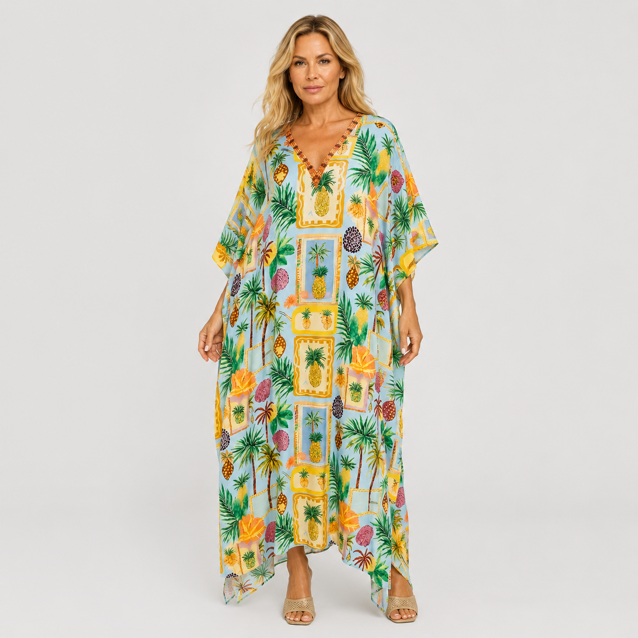 Maya Tropical kaftan - Sizes Available AU 14-32-Bahama Breeze