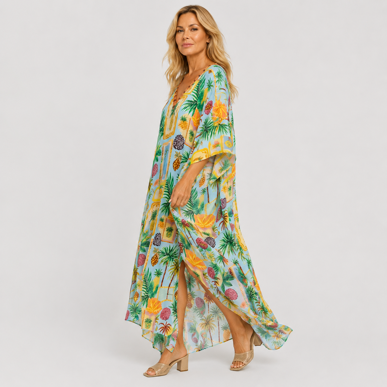Maya Tropical kaftan - Sizes Available AU 14-32-Bahama Breeze