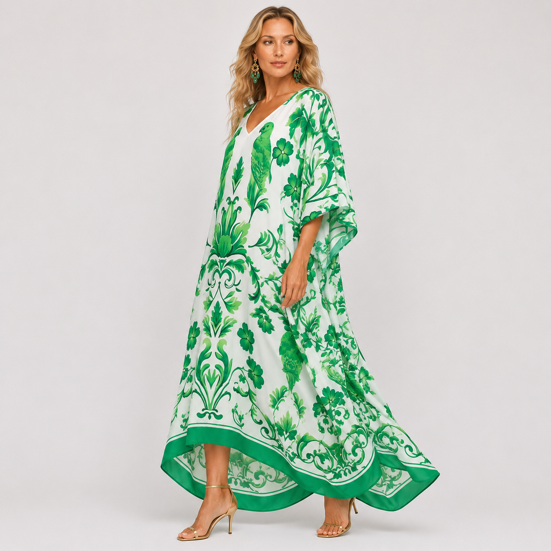 Maya Cotton Tropical kaftan - Sizes Available AU 14-32-Paradise Breeze