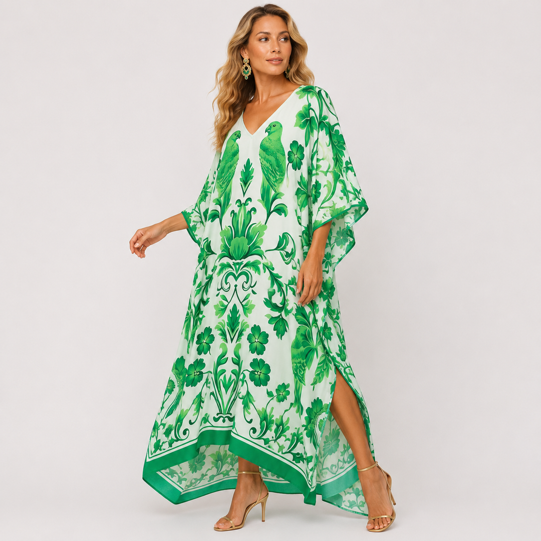 Maya Cotton Tropical kaftan - Sizes Available AU 14-32-Paradise Breeze