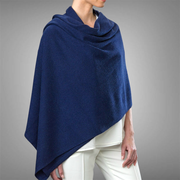 Navy Blue 100% Cashmere 2 ply Large knitted Julian Wrap/ Scarf