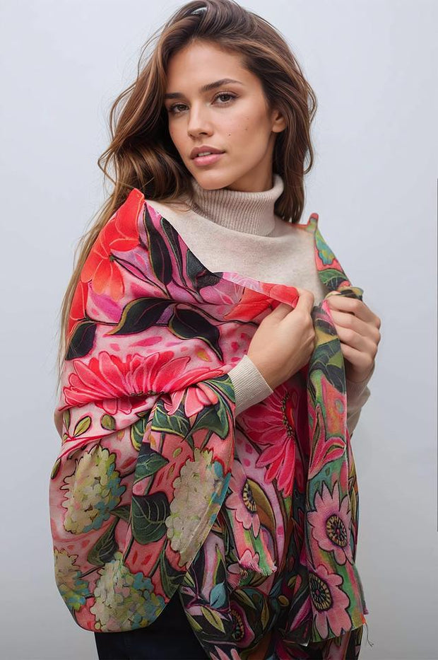 Floral 100% Cashmere Julian Scarf /Wrap