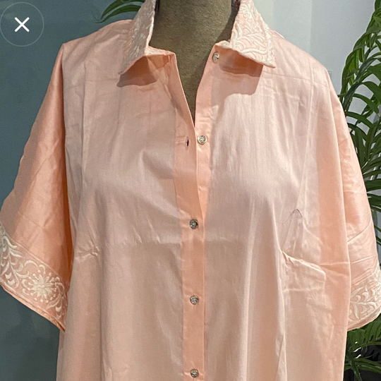 Coco Bella Embroidered Silk Cotton Mid length Shirt Dress AU 12-18