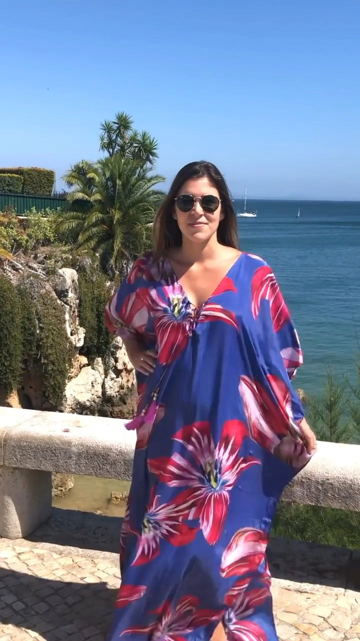 Purple de flora Coco Bella kaftan Resort Wear