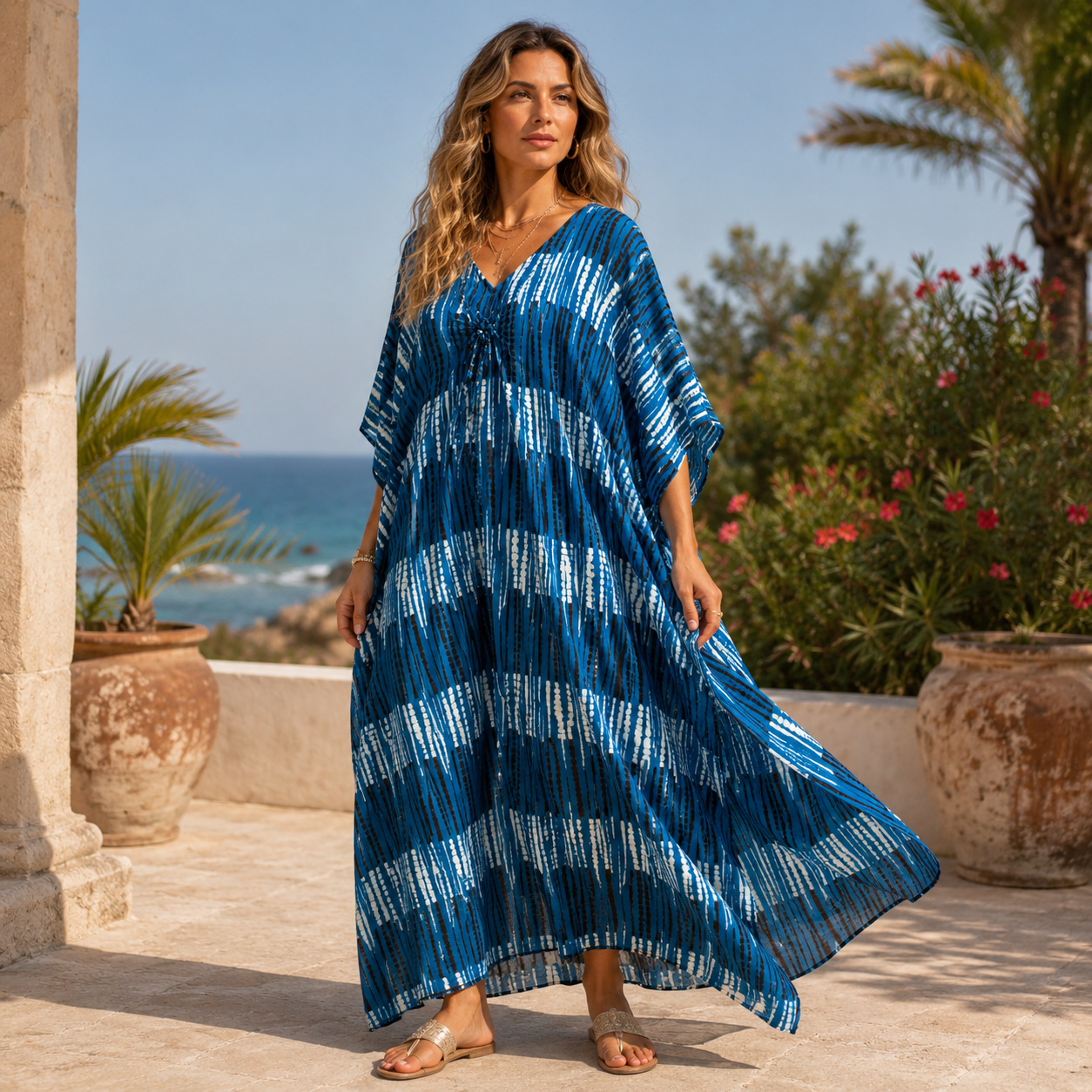 Maya Bliss Boho Tropical kaftan - Sizes Available AU 14-32-    Indigo Drift