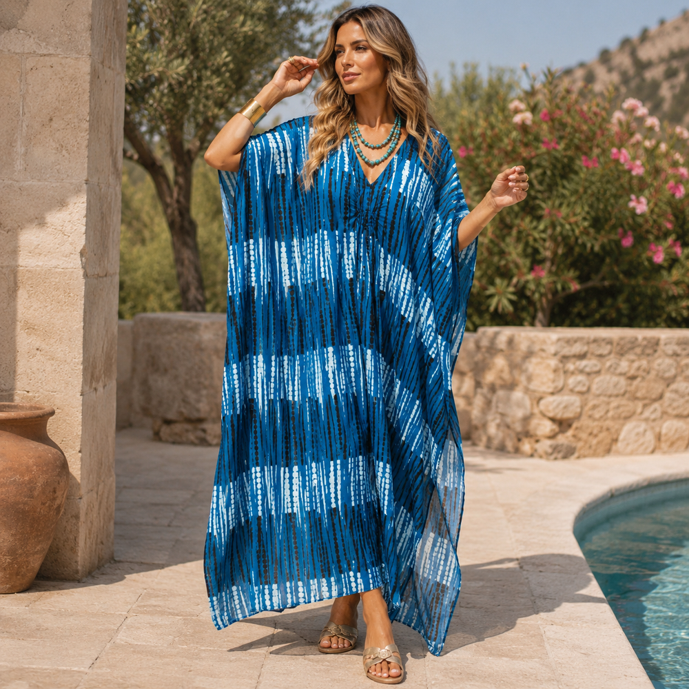 Maya Bliss Boho Tropical kaftan - Sizes Available AU 14-32-    Indigo Drift
