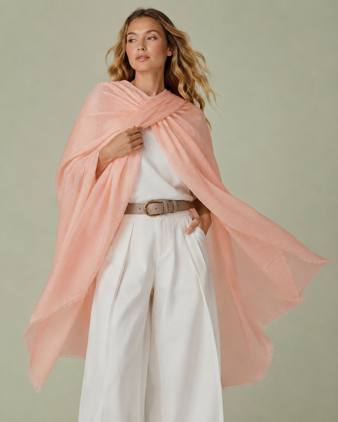 Julian Cashmere Ultra fine  oversized scarf-Spring Blossom