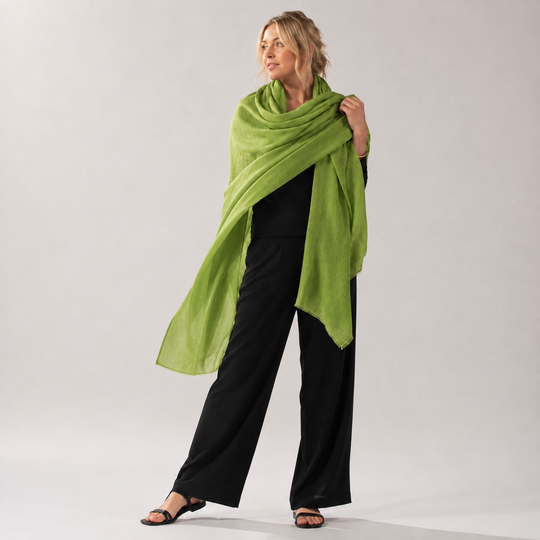 Julian Cashmere Ultra fine  oversized scarf-Spring Green