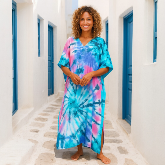 Tropical Resort Cotton Bamboo Kaftan-O/S AU 10-20