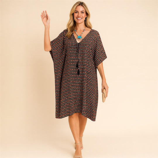 Maya Kaftan Top Tunic Sizes Available AU 14-30-Black n Brown