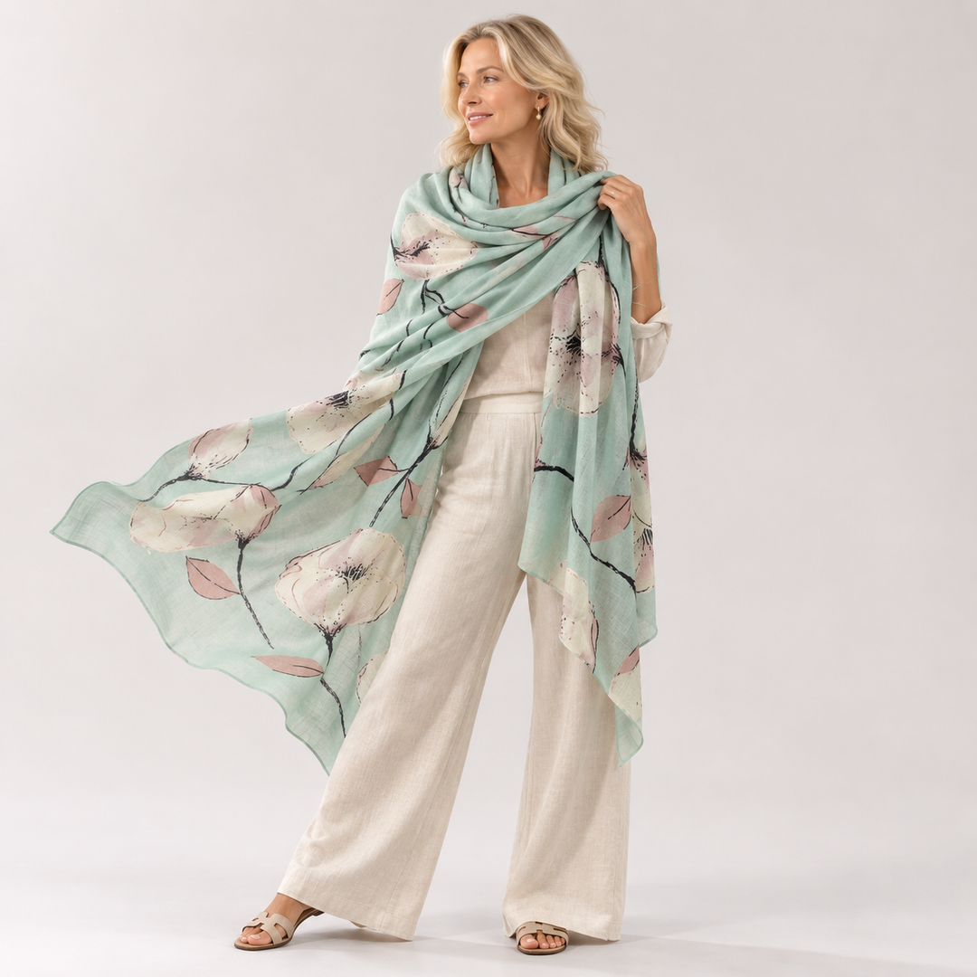 Cashmere Printed Wearable art Julian Ultralight Scarf-More Designs Available