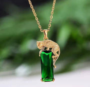 Green emerald stone necklace pendant
