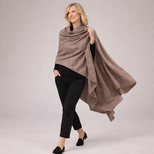 100% Cashmere 2 ply Knitted Julian Oversized Wrap -Unisex -30 Colours available