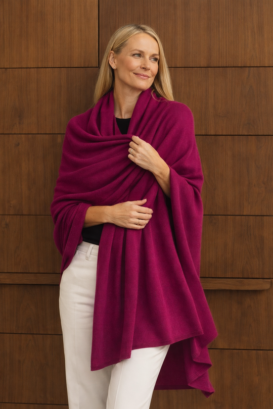 100% Cashmere 2 ply Knitted Julian Oversized Wrap -Unisex -30 Colours available