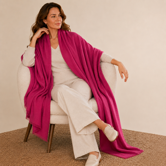 Julian Oversized handwoven pure cashmere scarf