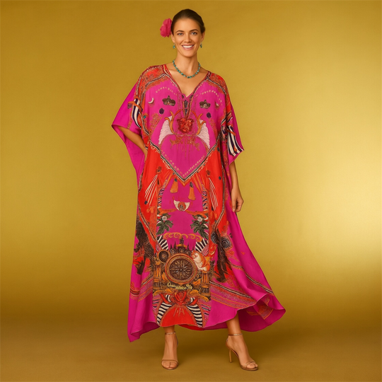Luxe Flores Cocobella Silk kaftan O/S AU 12-20