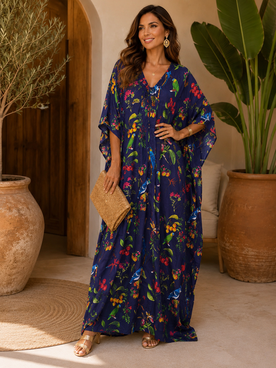 Luxe Cocobella Silk Navy Blue kaftan O/S AU 12-20