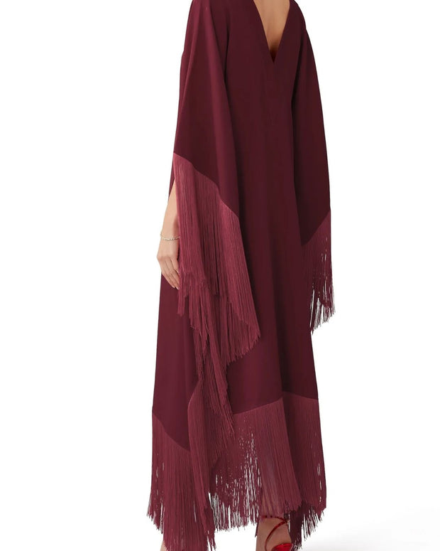 Fringed Formal Pink MIDI Coco Bella Silk Blend kaftan Maxi