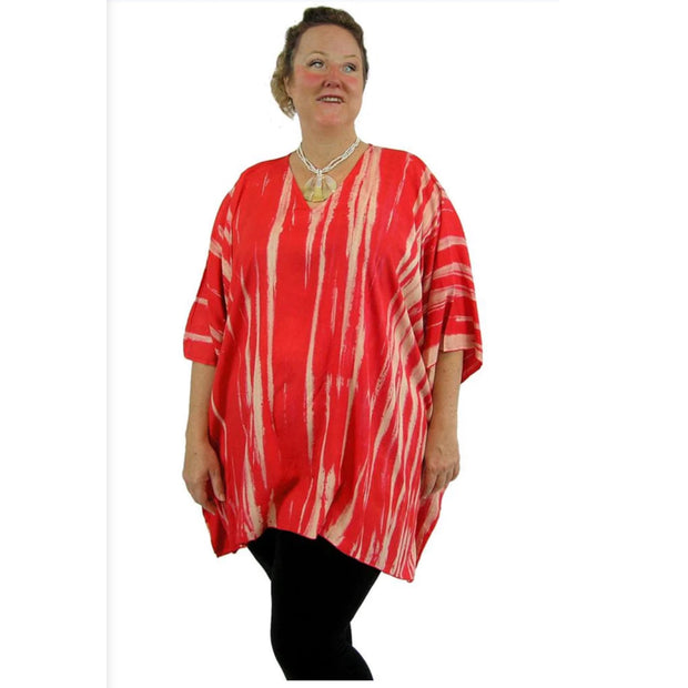 Red  Maya Top Tunic KaftanOSFA 14-26