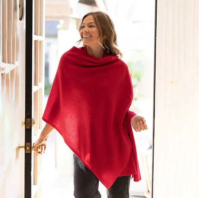 Red Julian Pure cashmere wool poncho