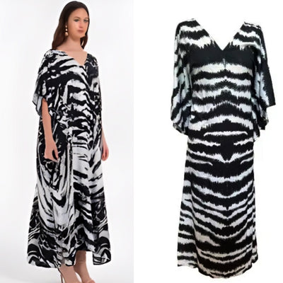 Trendy Maya Animal Print Kaftan Dress – Boho Beachwear