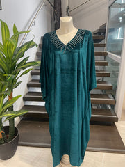 Teal Velvet Maya kaftan Resort Wear