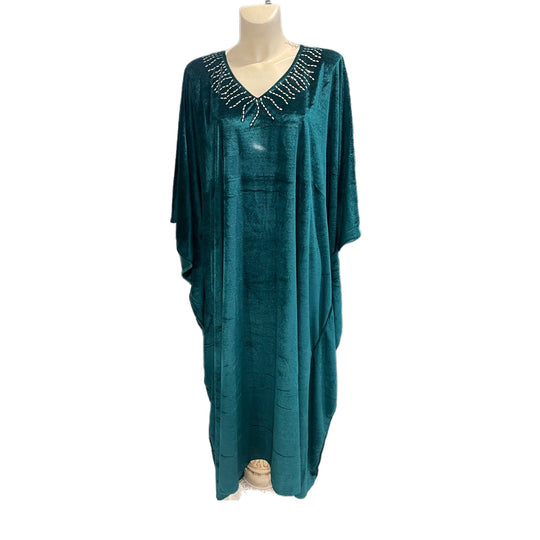 Teal Velvet Coco Bella kaftan Resort Wear