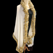 Ivory Faux Fur Cashmere Julian Wedding Scarf Shawl